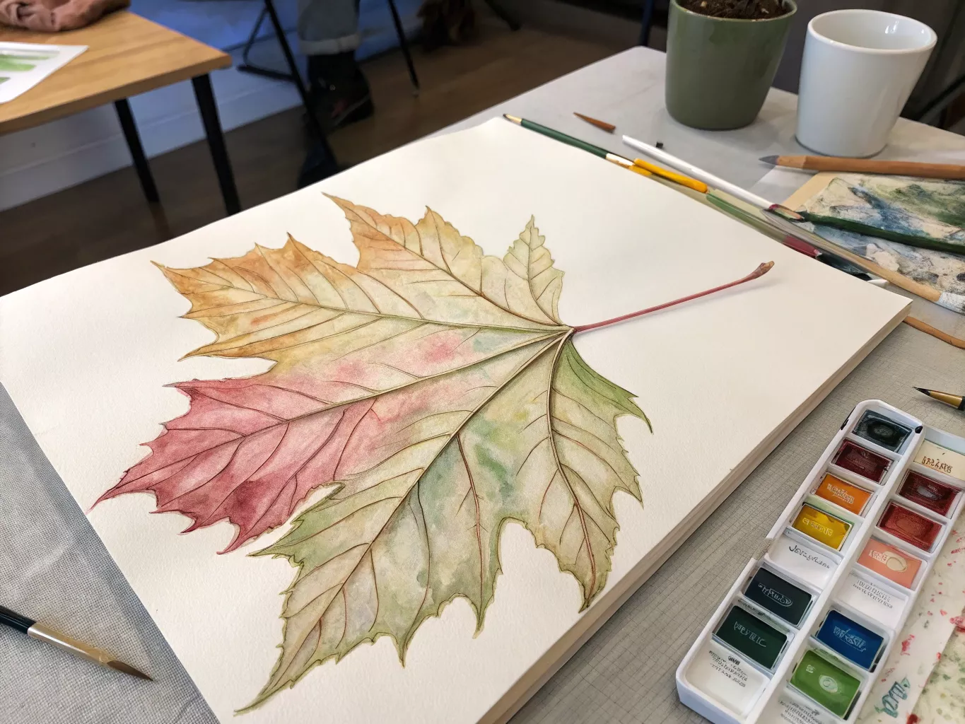 Gedetailleerde botanische tekening van een blad