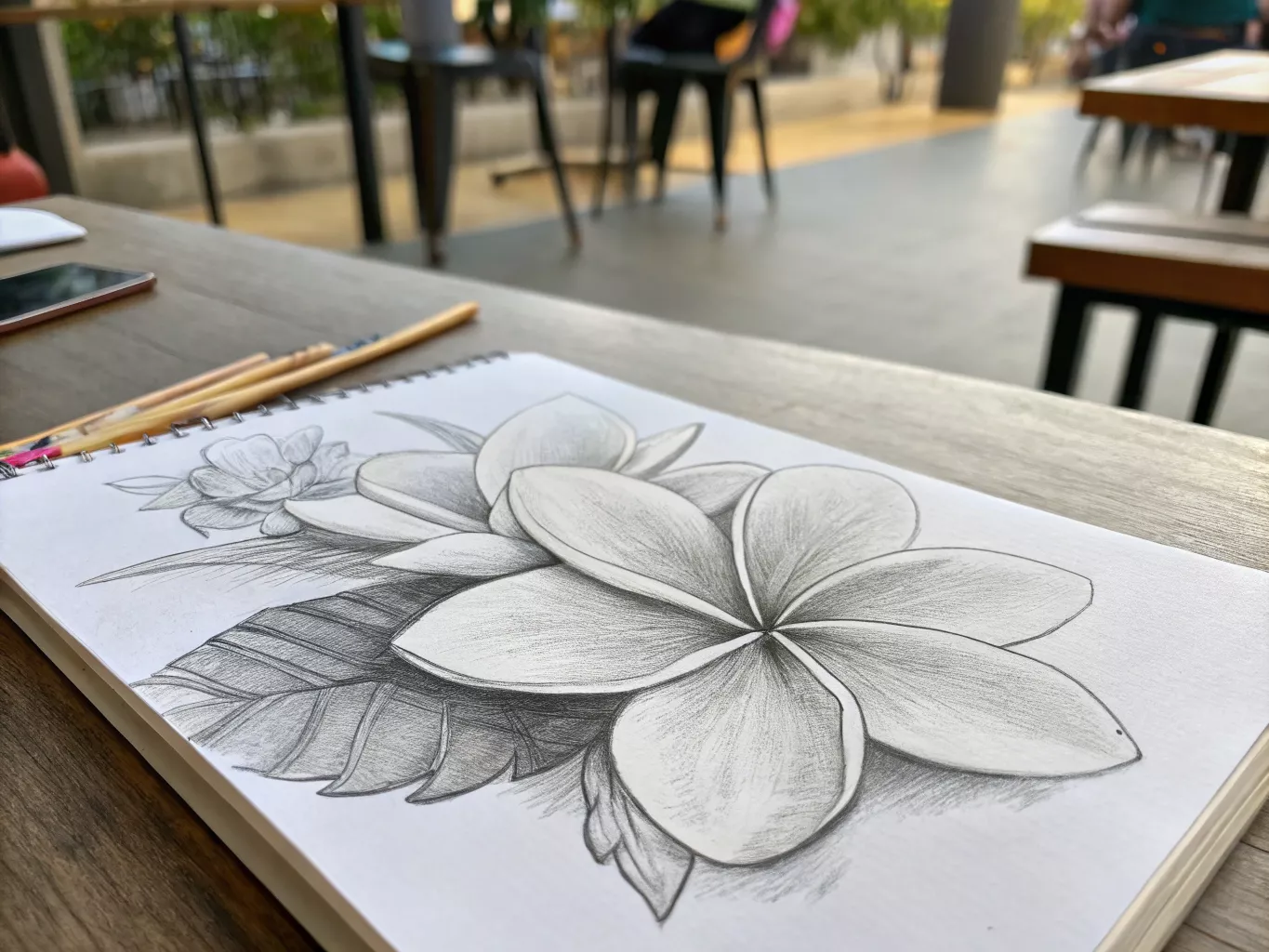 Potloodschets van een bloem