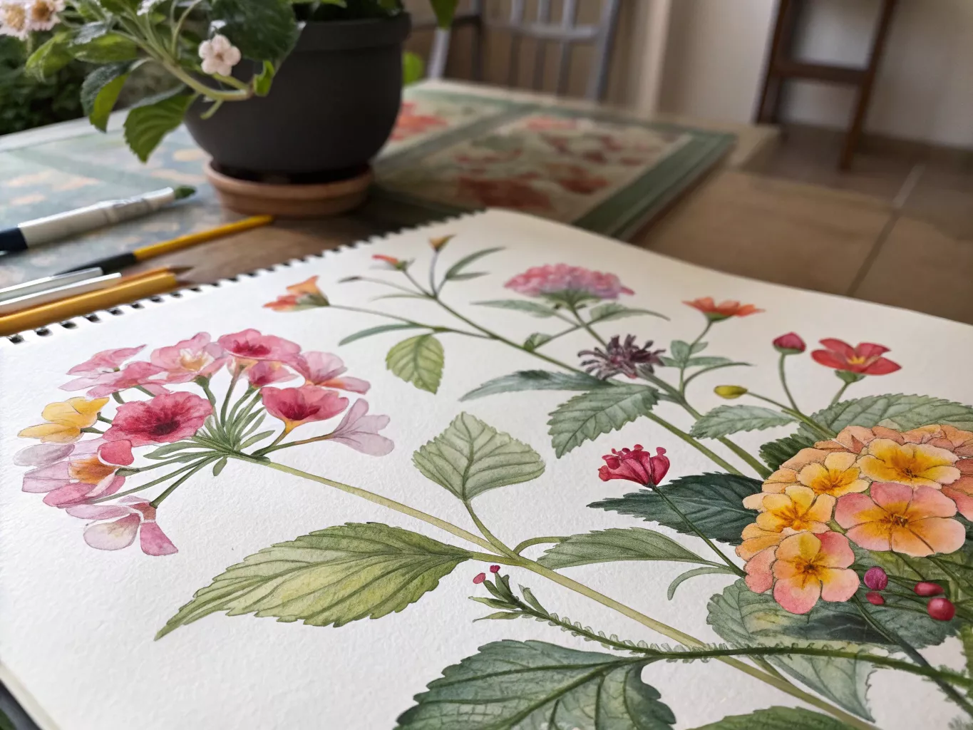 Aquarel van botanische details